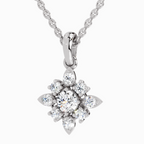 1.12 Carat Round Flower Pendant 14K - White Gold