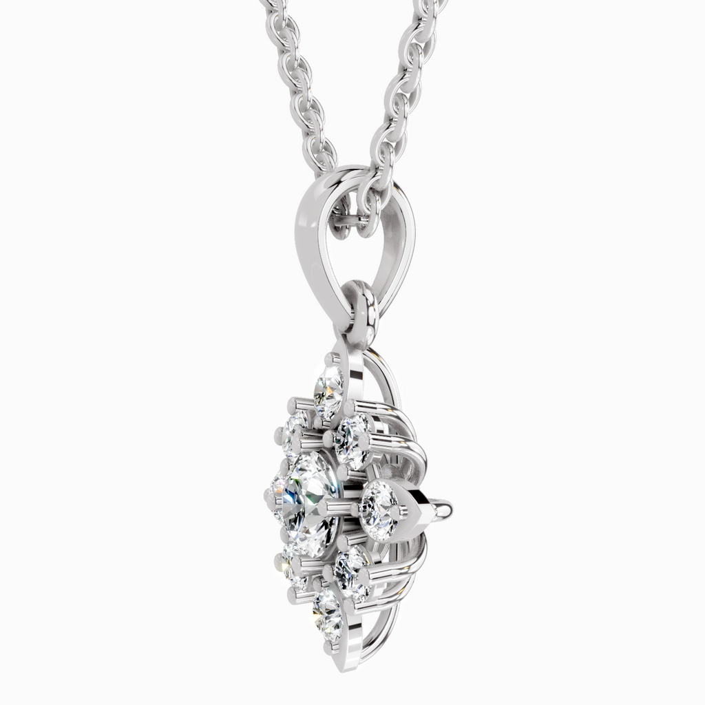 1.12 Carat Round Flower Pendant 14K - White Gold