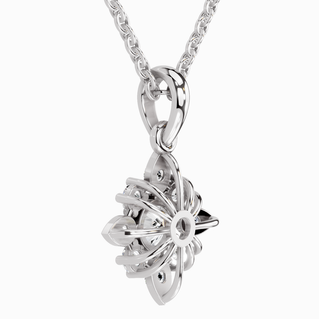 1.12 Carat Round Flower Pendant 14K - White Gold