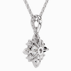 1.12 Carat Round Flower Pendant 14K - White Gold