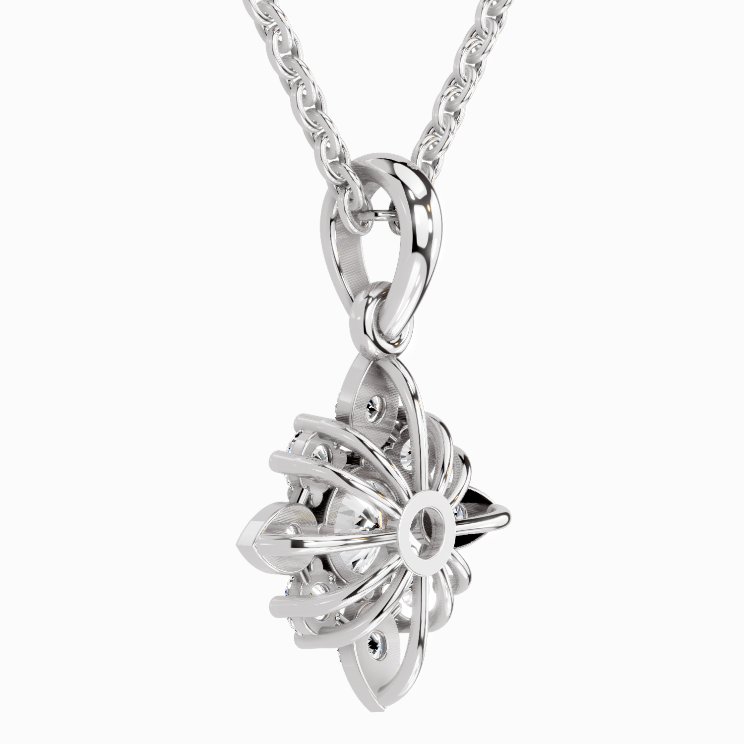1.12 Carat Round Flower Pendant 14K - White Gold