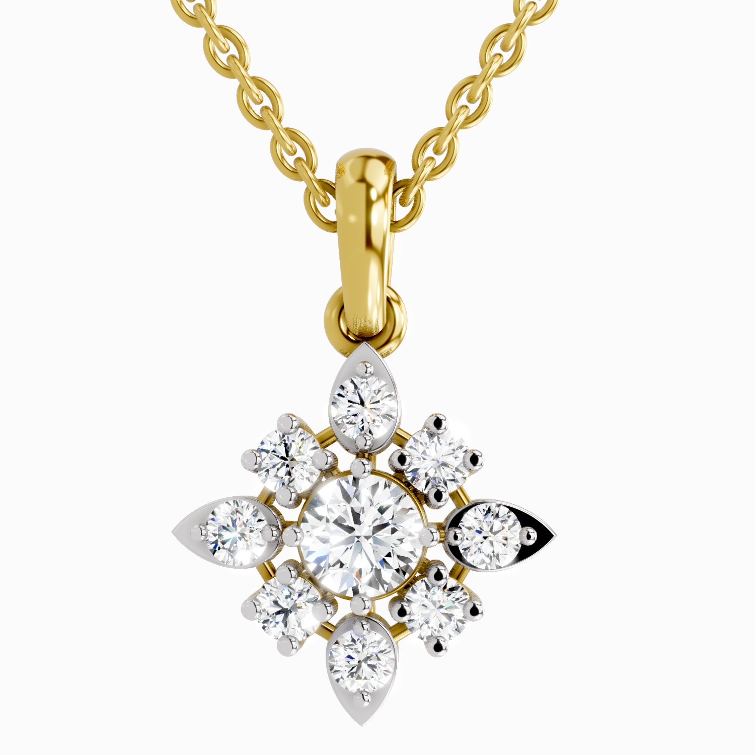 1.12 Carat Round Flower Pendant 14K