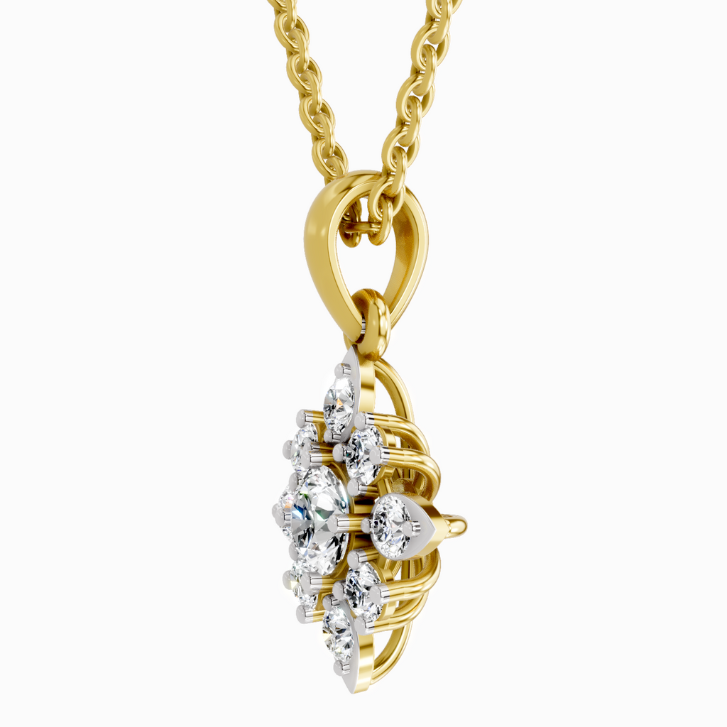 1.12 Carat Round Flower Pendant 14K