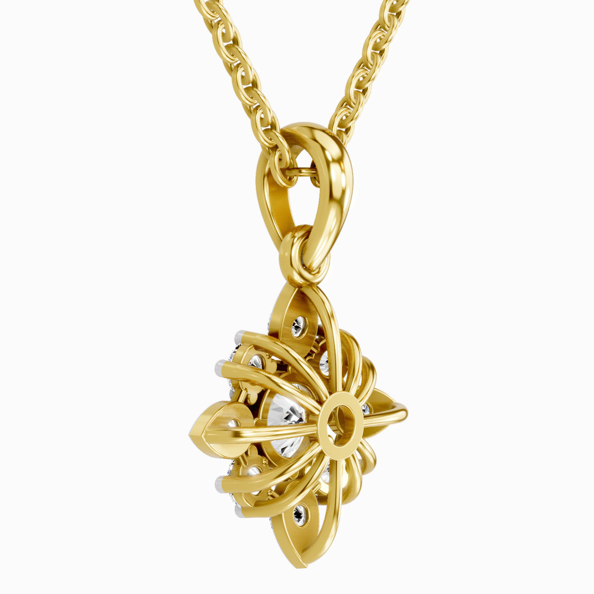 Luminous Round Floral Diamond Pendant