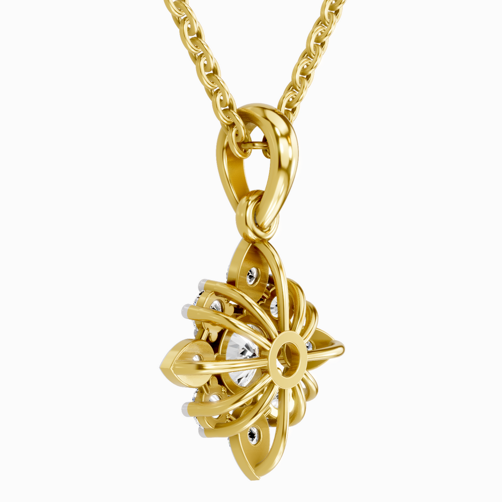 1.12 Carat Round Flower Pendant 14K