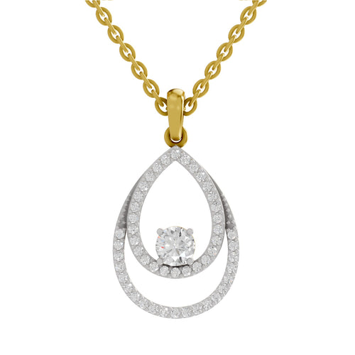 0.69 Carat Round Luna Halo Pendant 14K - Rose Gold