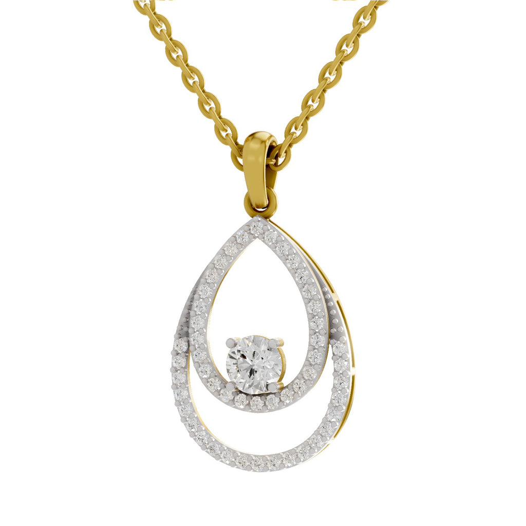 0.69 Carat Round Luna Halo Pendant 14K - Rose Gold