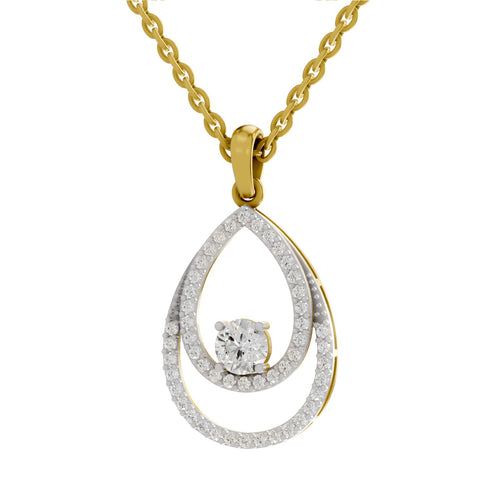 0.69 Carat Round Luna Halo Pendant 14K - Rose Gold