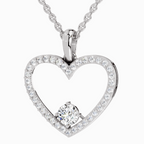 0.92 Carat Heart Shape Pendant 14K - White Gold