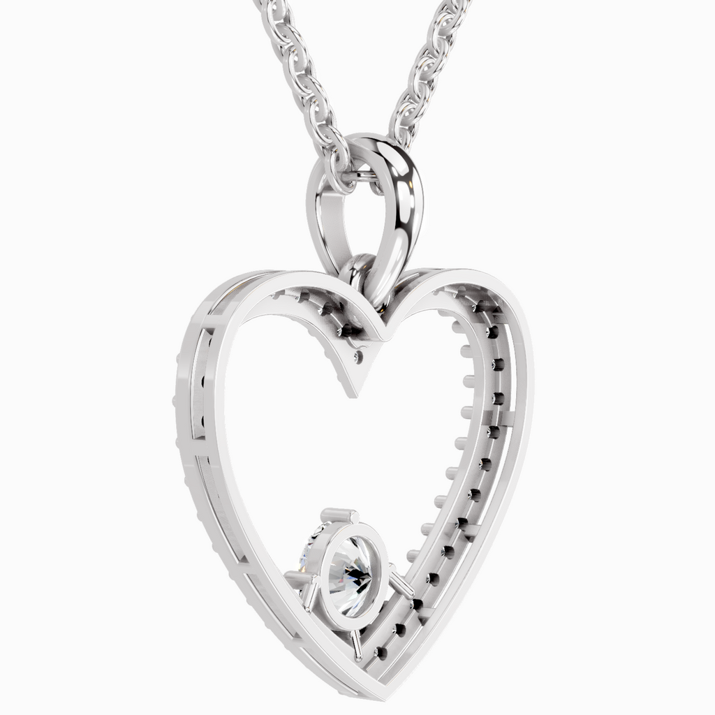 0.92 Carat Heart Shape Pendant 14K - White Gold