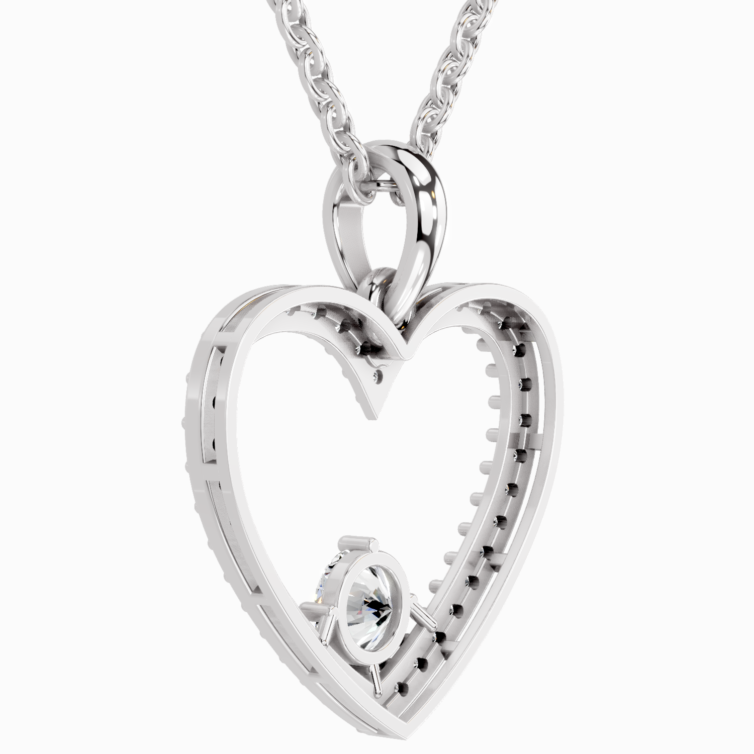 0.92 Carat Heart Shape Pendant 14K - White Gold