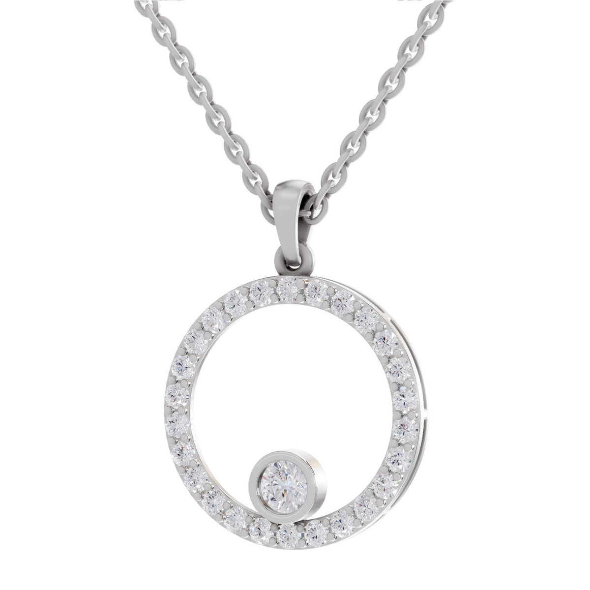 Shimmering Circle Diamond Pendant