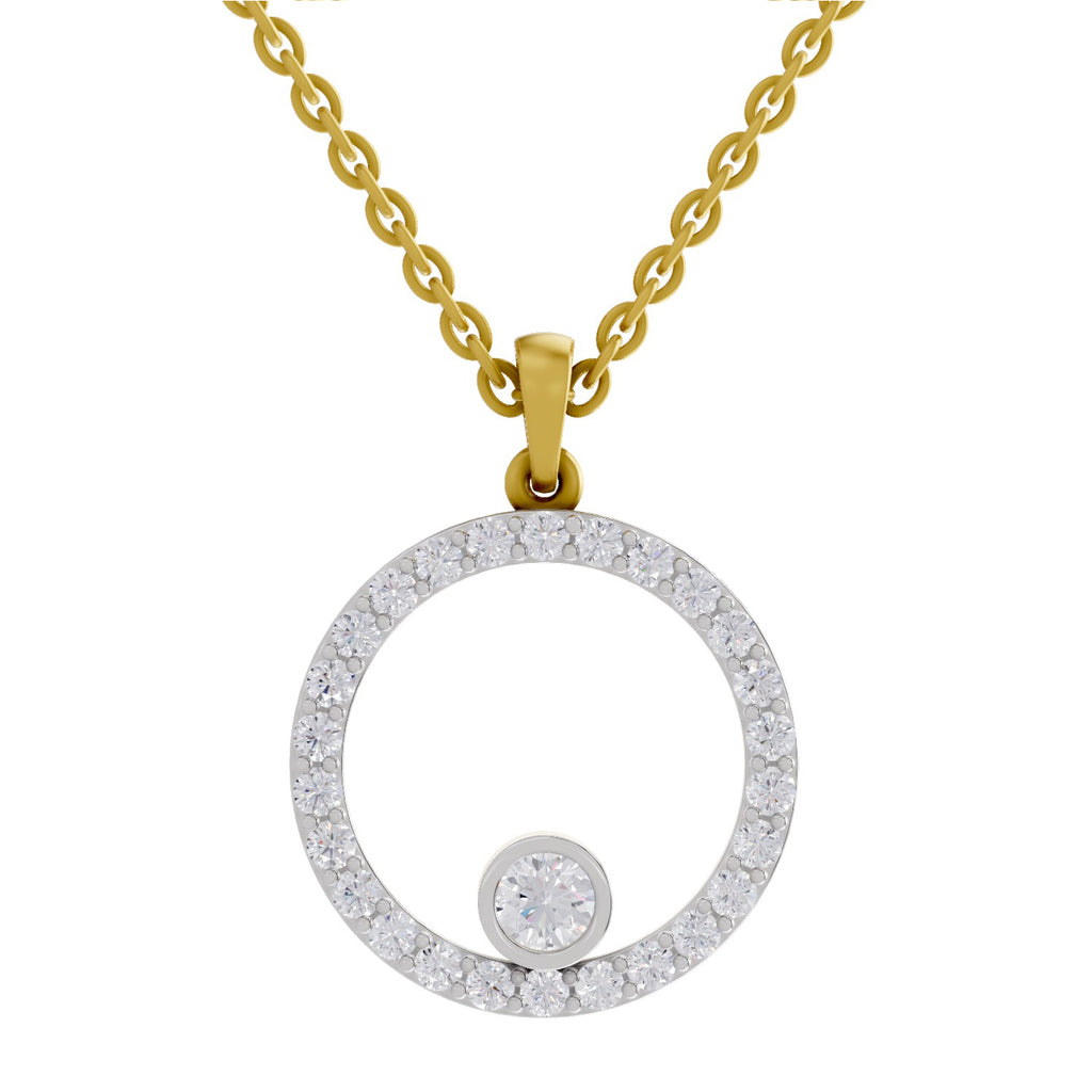 Circle Shape Pendant 1 Carat Diamond Pendant 14K - Rose Gold