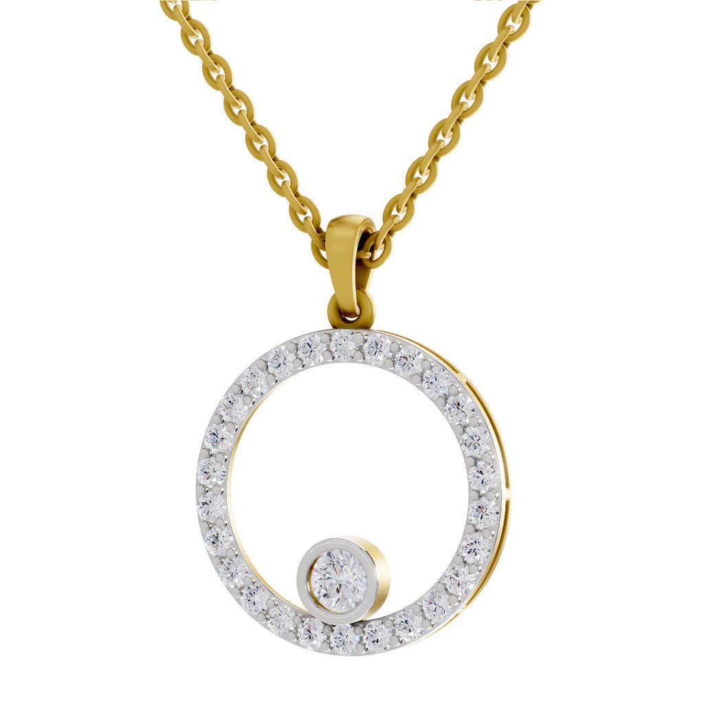 Circle Shape Pendant 1 Carat Diamond Pendant 14K - Rose Gold