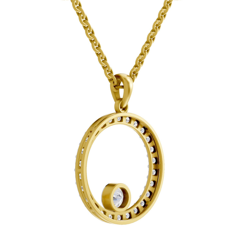 Circle Shape Pendant 1 Carat Diamond Pendant 14K - Rose Gold