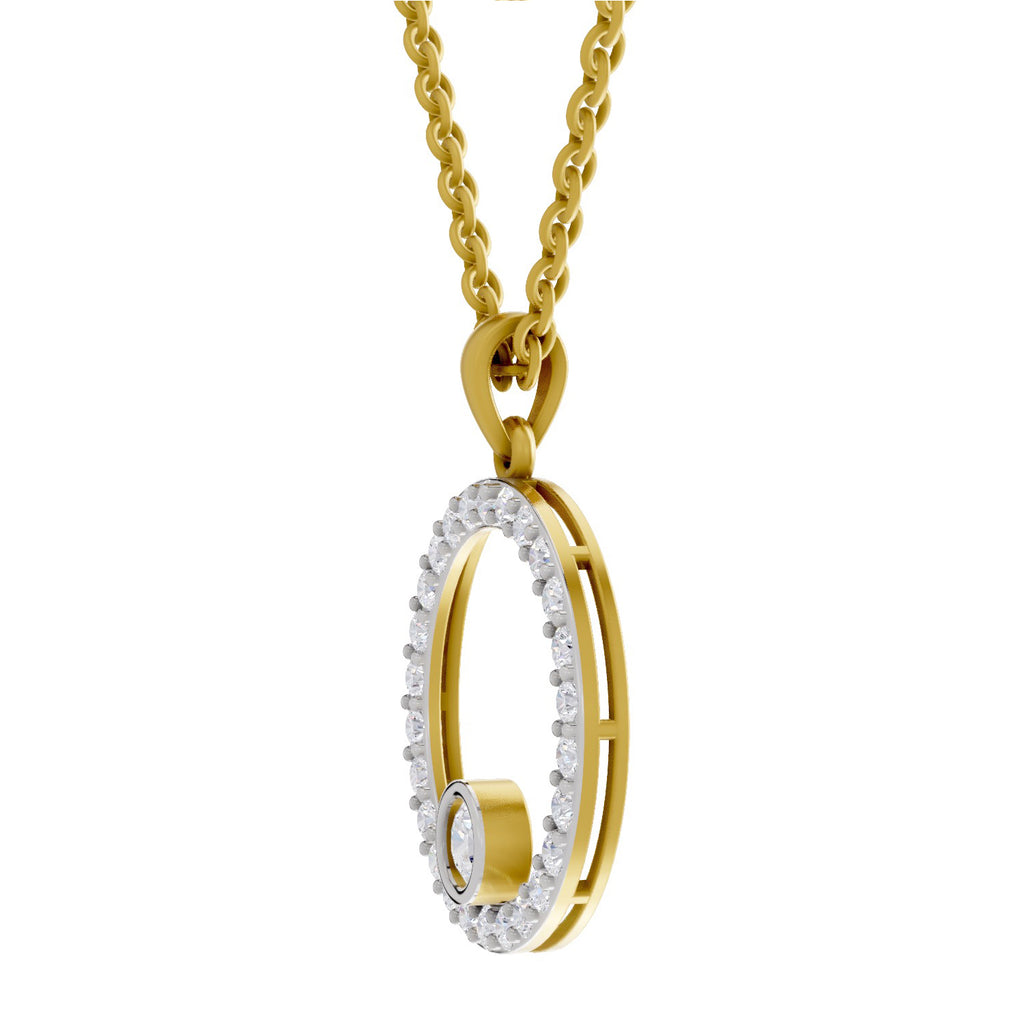Circle Shape Pendant 1 Carat Diamond Pendant 14K - Rose Gold