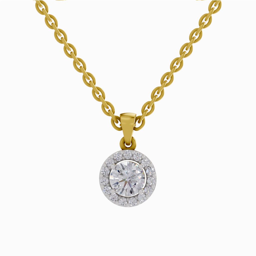 0.62 Carat Halo Diamond Pendant 14K - Rose Gold