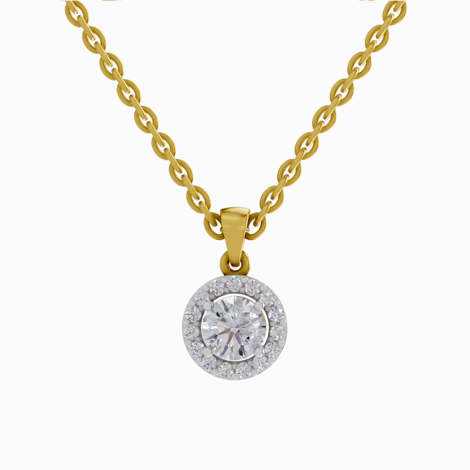 0.62 Carat Halo Diamond Pendant 14K - Rose Gold