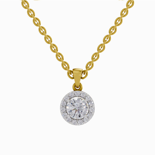 0.62 Carat Halo Diamond Pendant 14K - Rose Gold