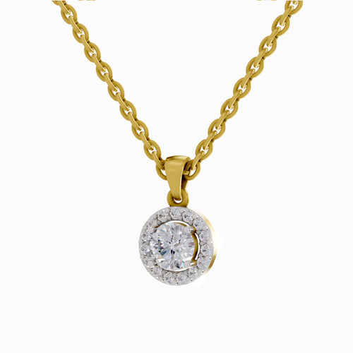 0.62 Carat Halo Diamond Pendant 14K - Rose Gold