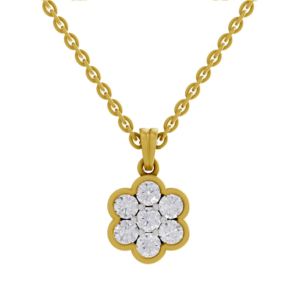 0.95 Carat Cluster Flower Diamond Pendant 14K - Rose Gold