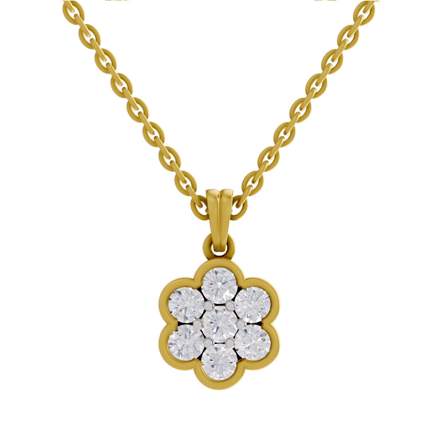 0.95 Carat Cluster Flower Diamond Pendant 14K - Rose Gold