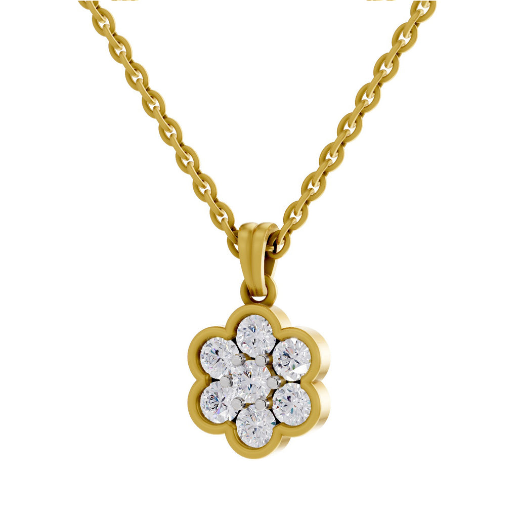 0.95 Carat Cluster Flower Diamond Pendant 14K - Rose Gold