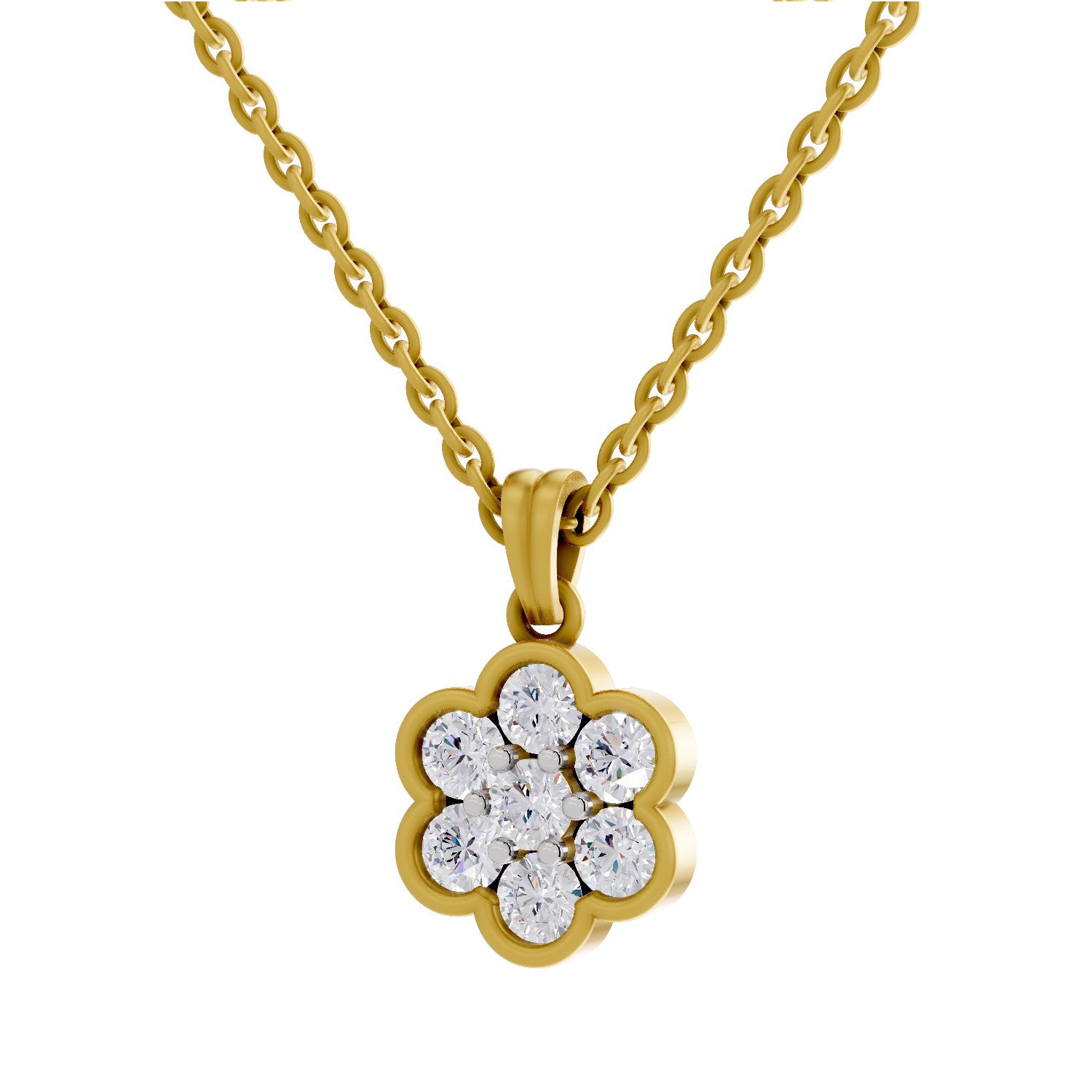 0.95 Carat Cluster Flower Diamond Pendant 14K - Rose Gold