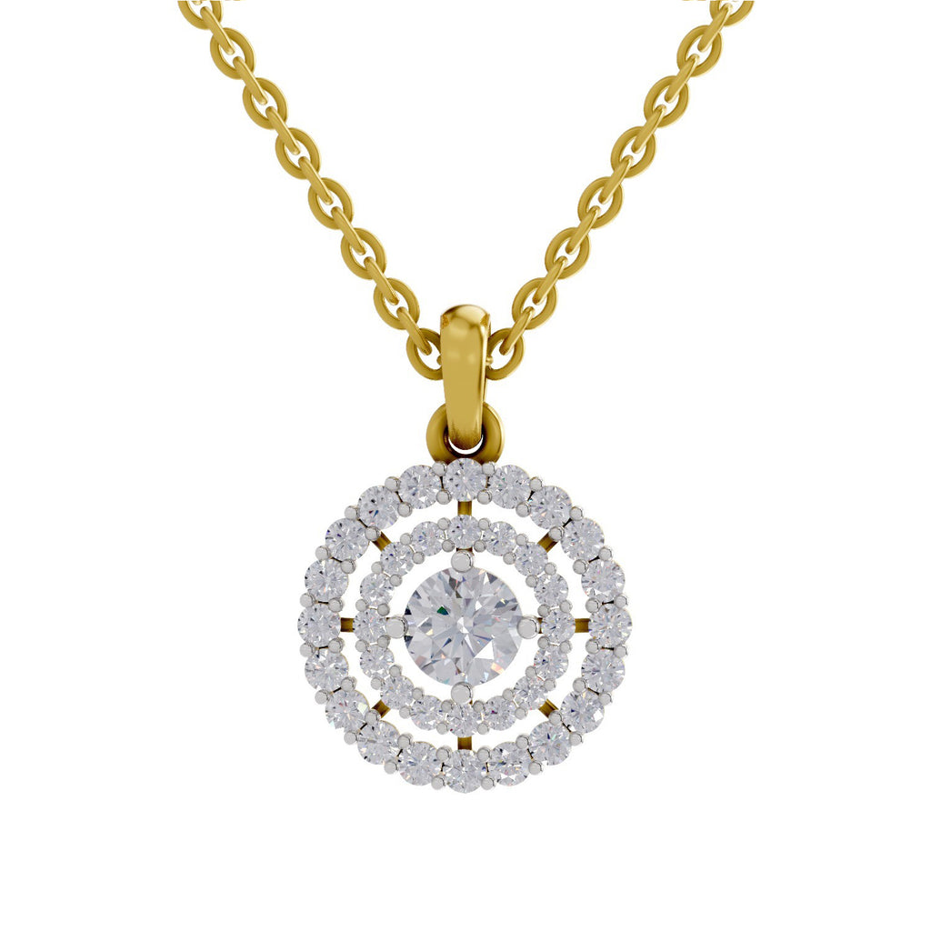 1.30 Carat Double Halo Diamond Pendant 14K - Rose Gold
