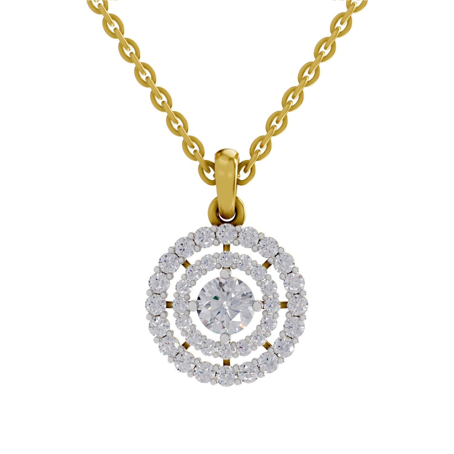 1.30 Carat Double Halo Diamond Pendant 14K - Rose Gold