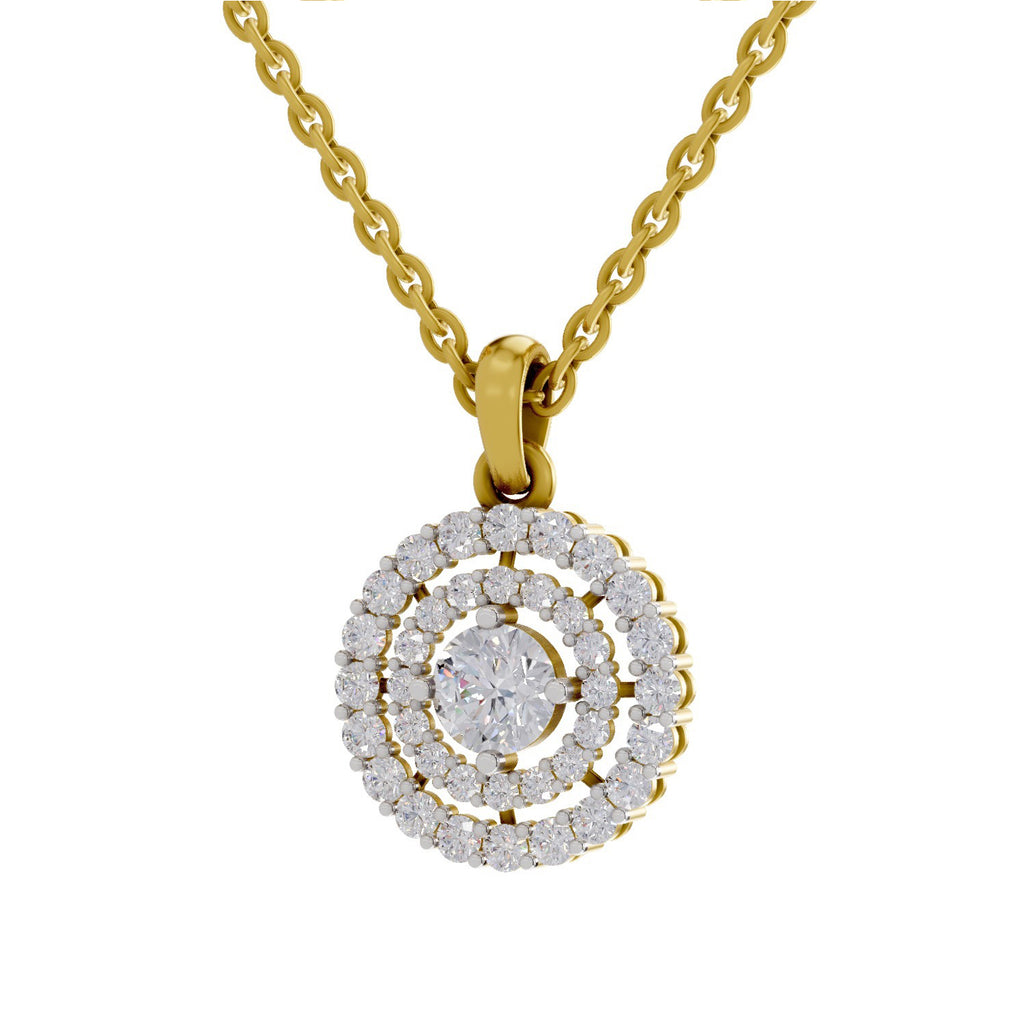1.30 Carat Double Halo Diamond Pendant 14K - Rose Gold