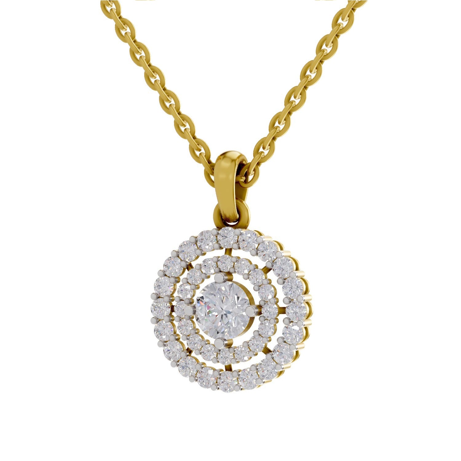 1.30 Carat Double Halo Diamond Pendant 14K - Rose Gold