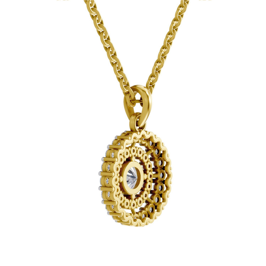 1.30 Carat Double Halo Diamond Pendant 14K - Rose Gold
