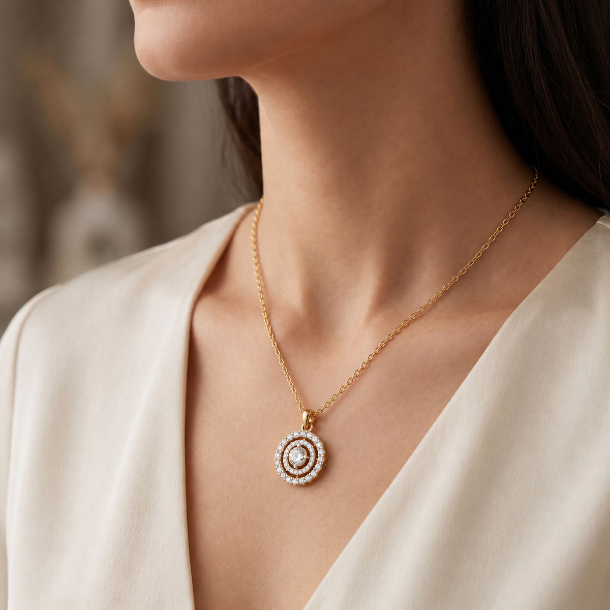 Refined Halo Diamond Pendant