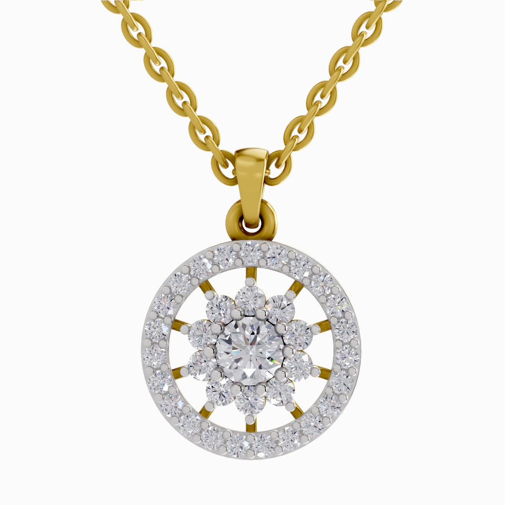 0.87 Carat Starburst Halo Diamond Pendant 14K - Rose Gold