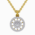 0.87 Carat Starburst Halo Diamond Pendant 14K - Rose Gold