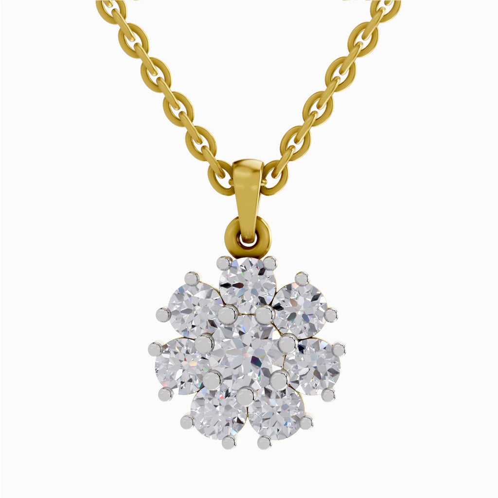 1.62 Carat Diamond Cluster Flower Pendant 14K - Rose Gold
