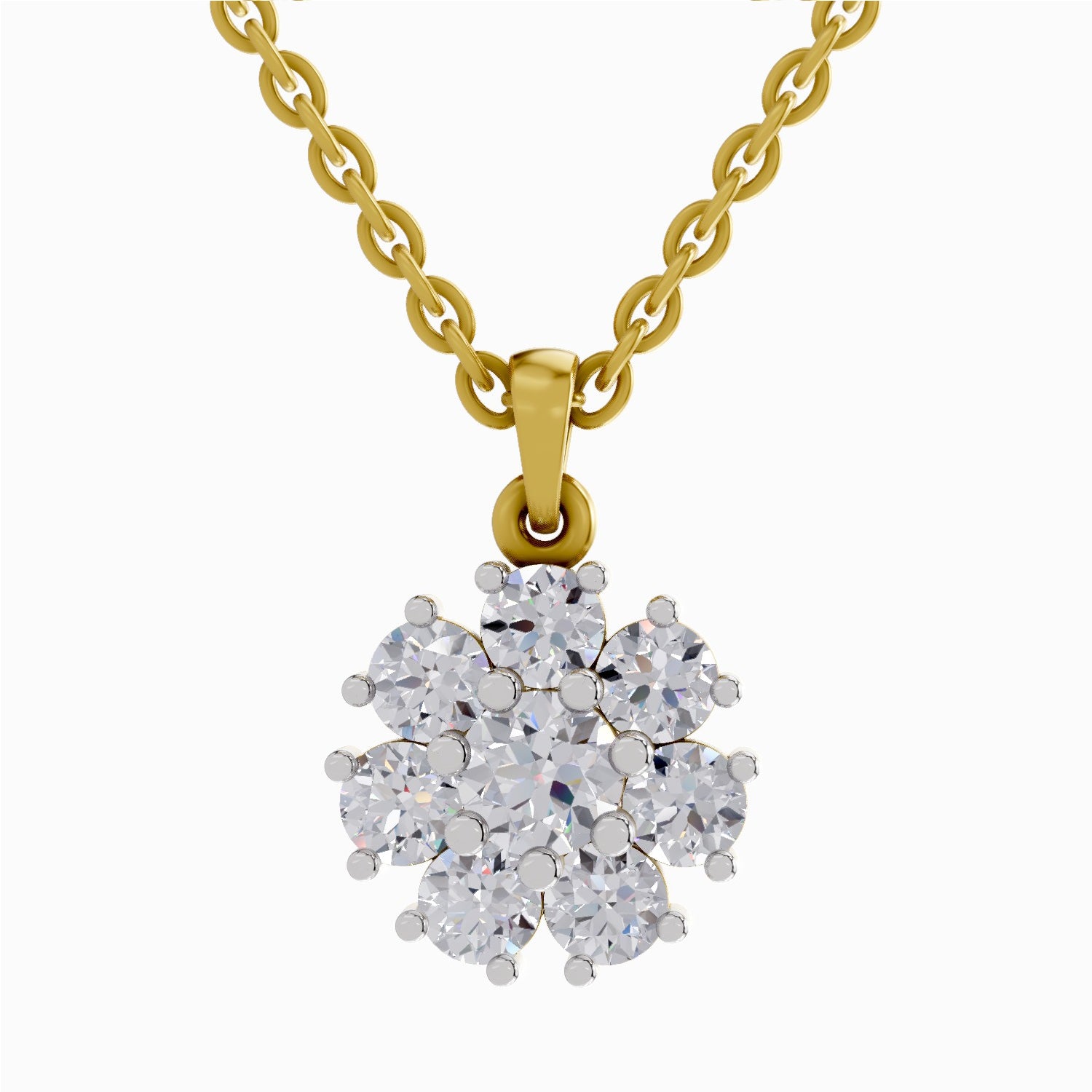 1.62 Carat Diamond Cluster Flower Pendant 14K - Rose Gold