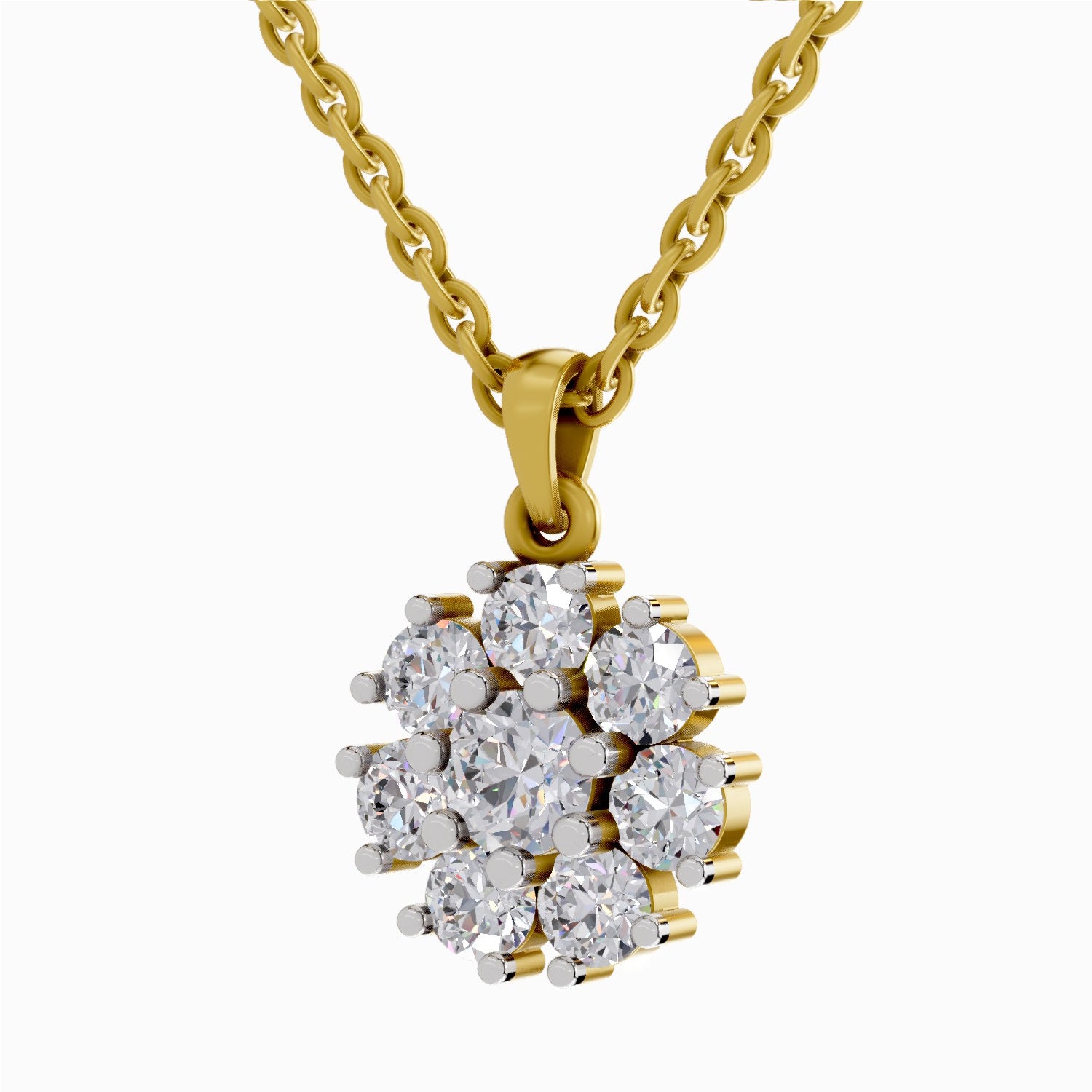 1.62 Carat Diamond Cluster Flower Pendant 14K - Rose Gold