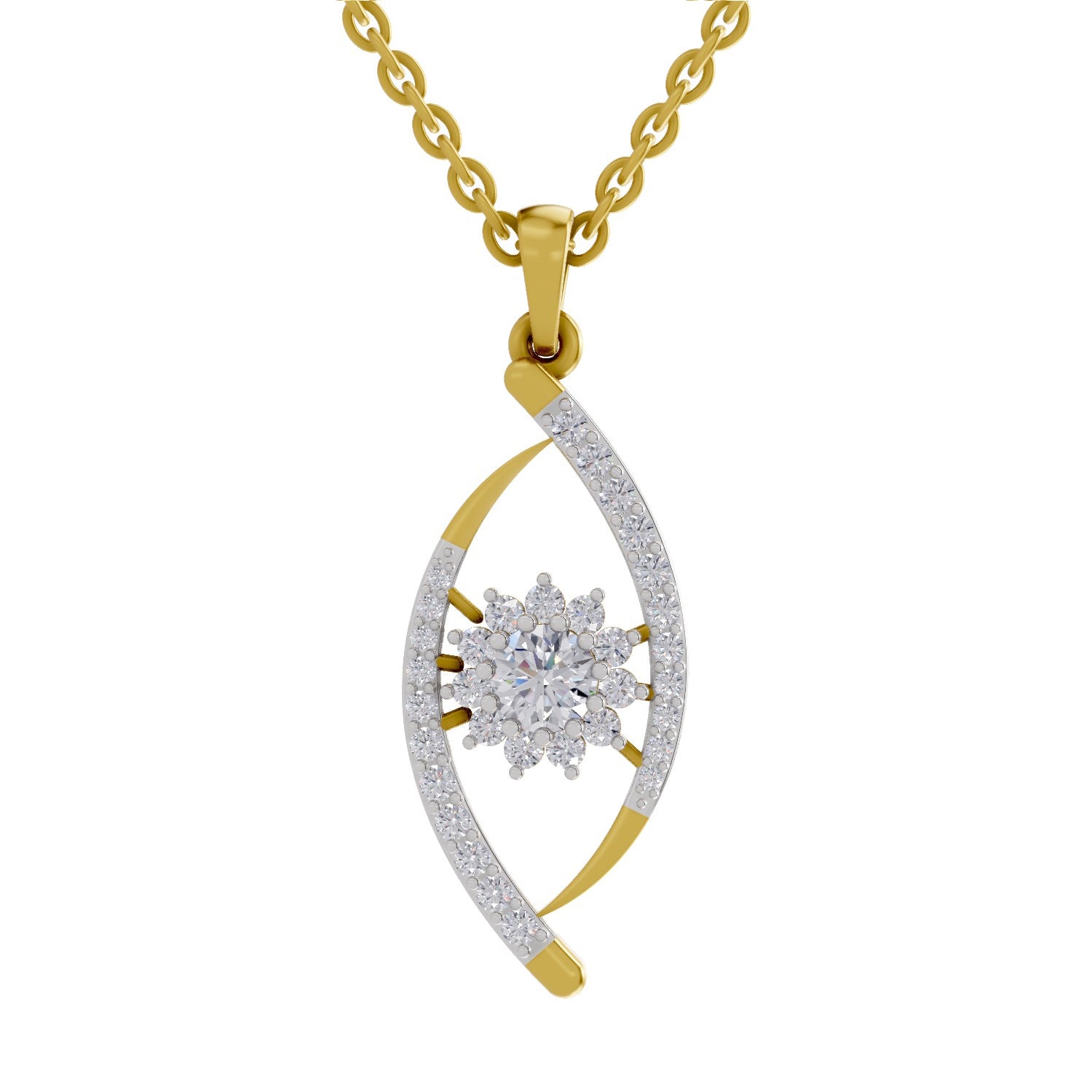 0.75 Carat Swirl Diamond Pendant 14K - Rose Gold