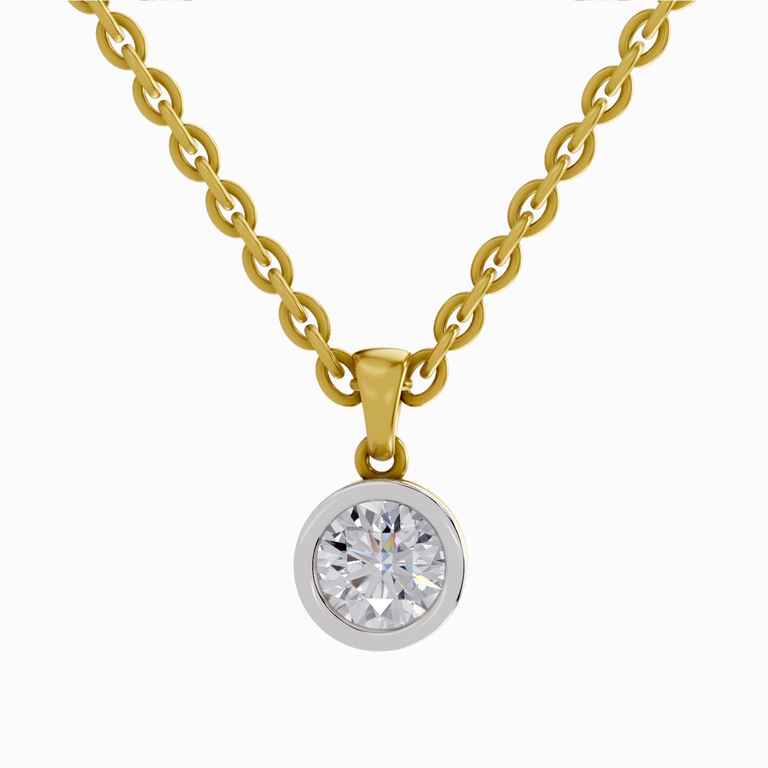 0.50 Carat Bezel Solitaire Diamond Pendant 14K - Rose Gold