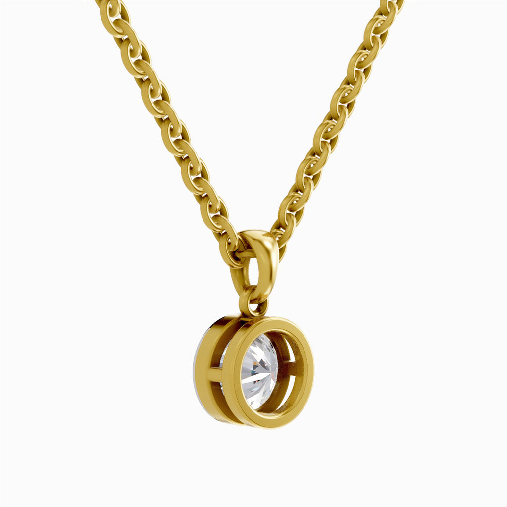 0.50 Carat Bezel Solitaire Diamond Pendant 14K - Rose Gold