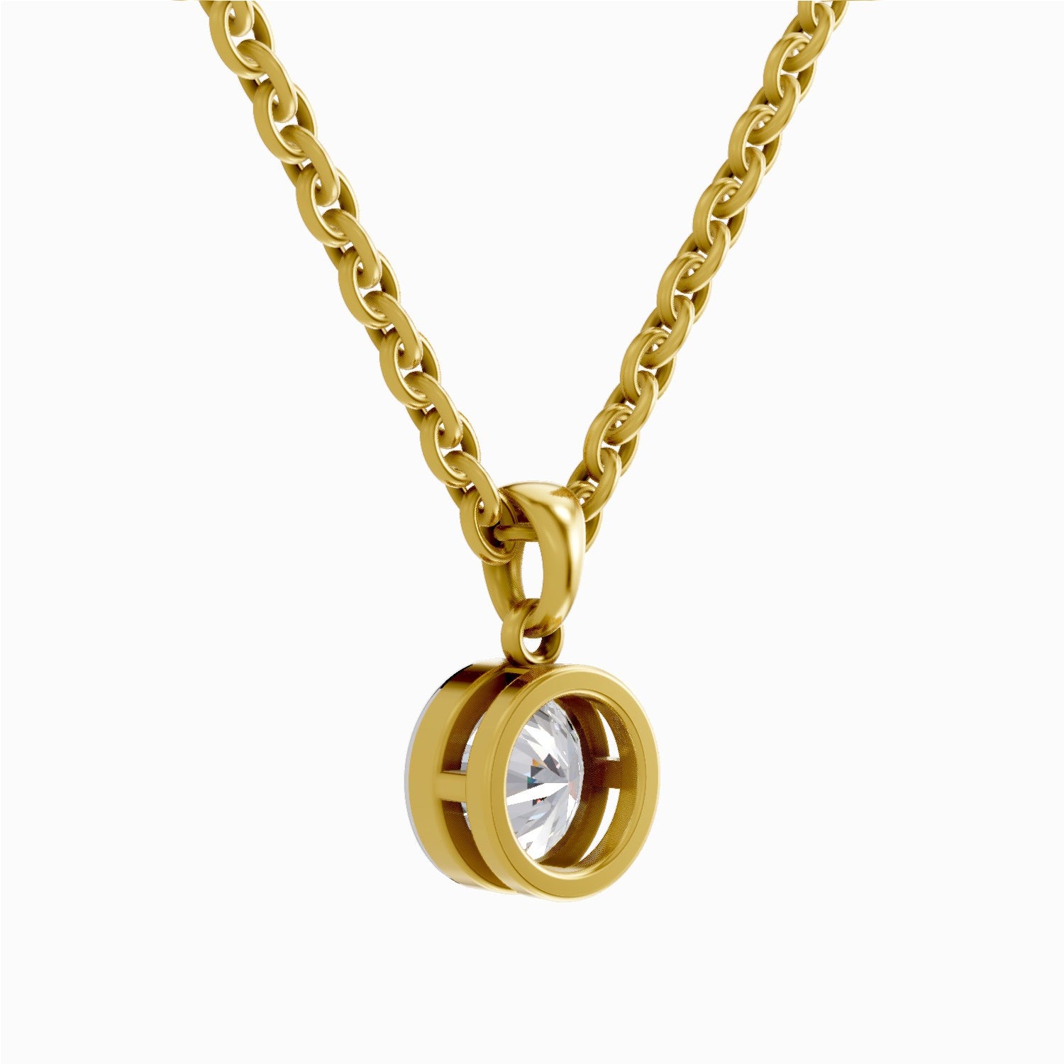 0.50 Carat Bezel Solitaire Diamond Pendant 14K - Rose Gold