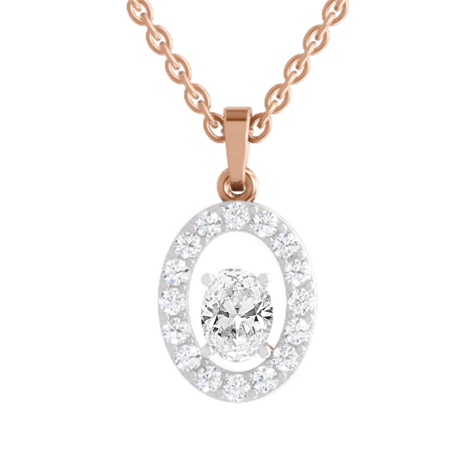 Regal Oval Halo Diamond Pendant