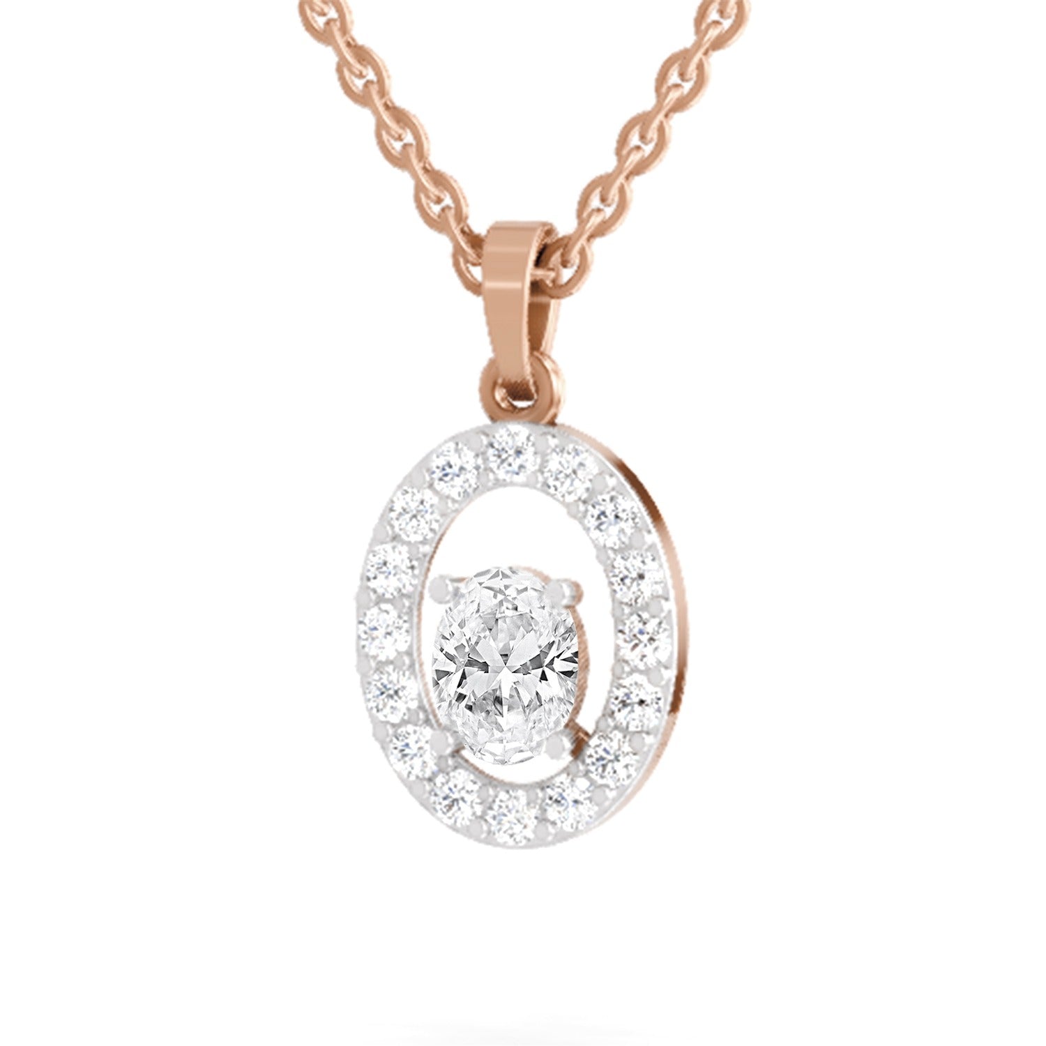 Regal Oval Halo Diamond Pendant