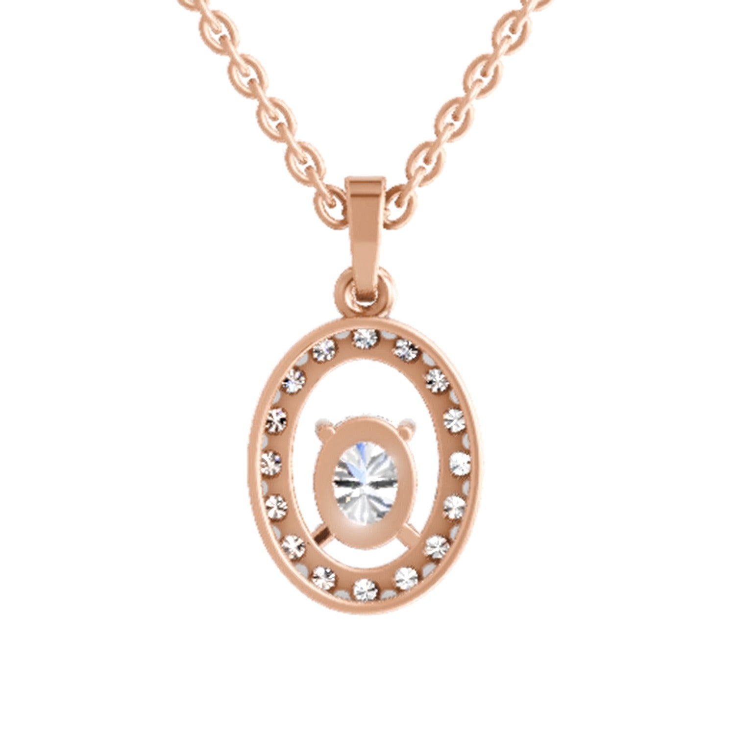 Regal Oval Halo Diamond Pendant