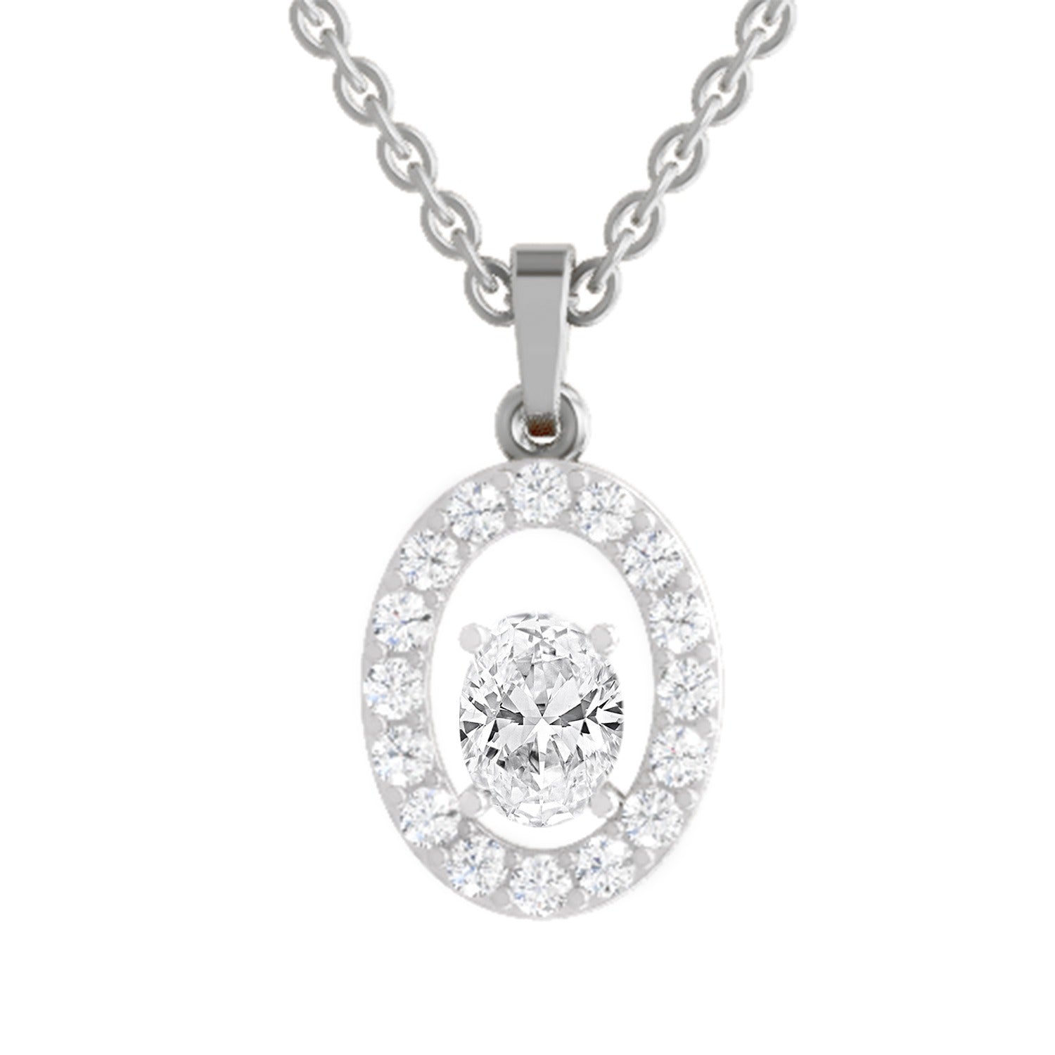 Regal Oval Halo Diamond Pendant