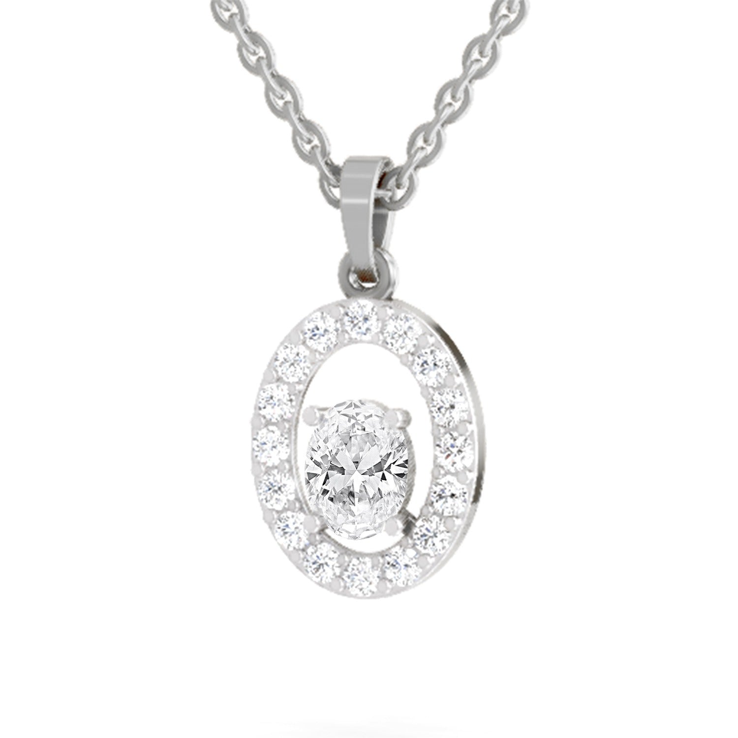 Regal Oval Halo Diamond Pendant