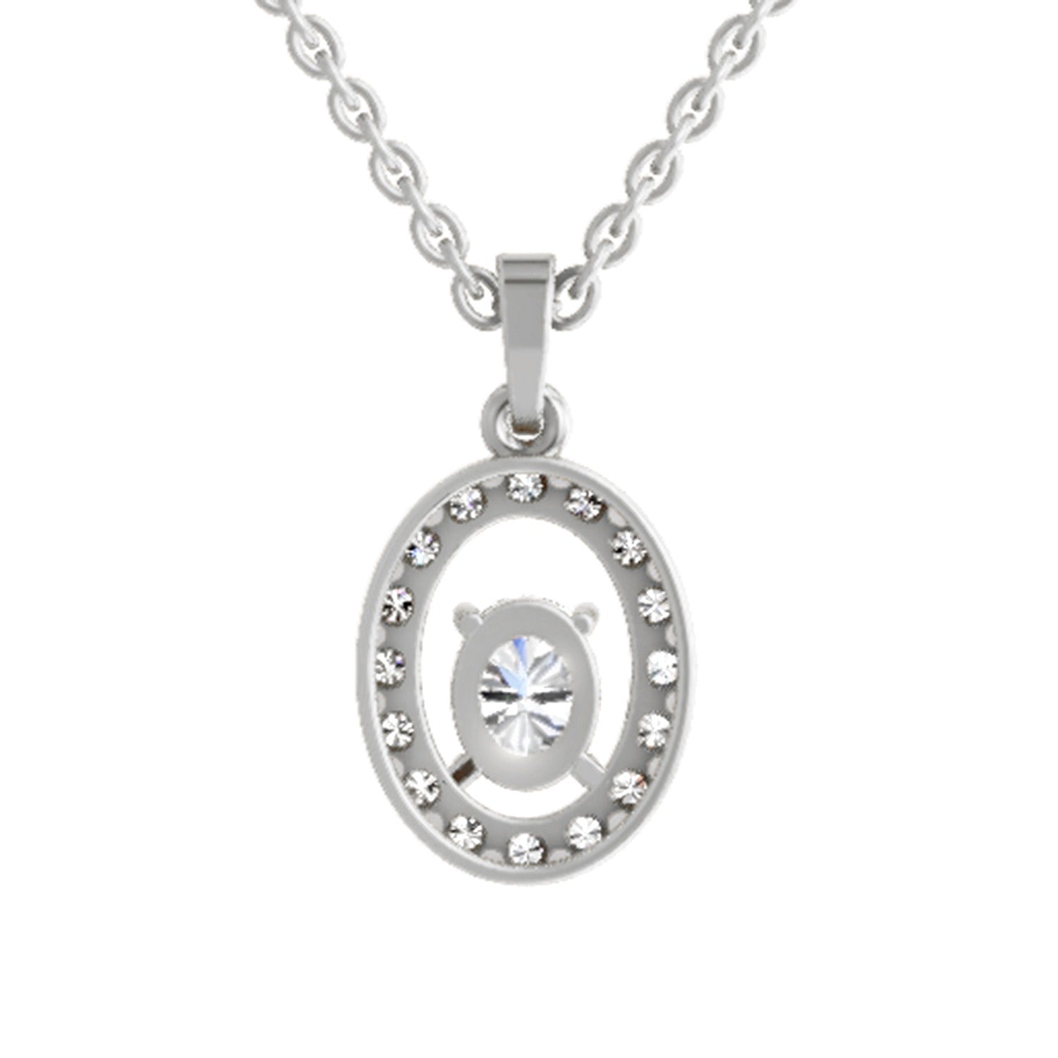 Regal Oval Halo Diamond Pendant