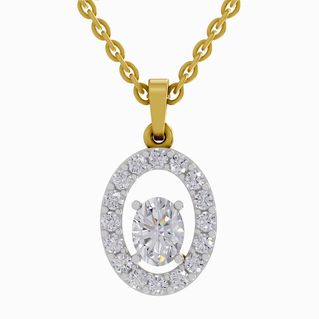 1.38 Carat Oval Shape Halo Diamond Pendant 14K - Rose Gold